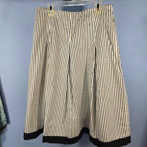 Talbot's Pleated Lined Skirt Black White Striped Midi Women's Size 6 (OO-36)